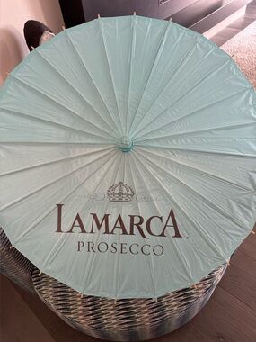 NEW LaMarca Prosecco Promotional Paper Parasol - Robin's Egg Blue
